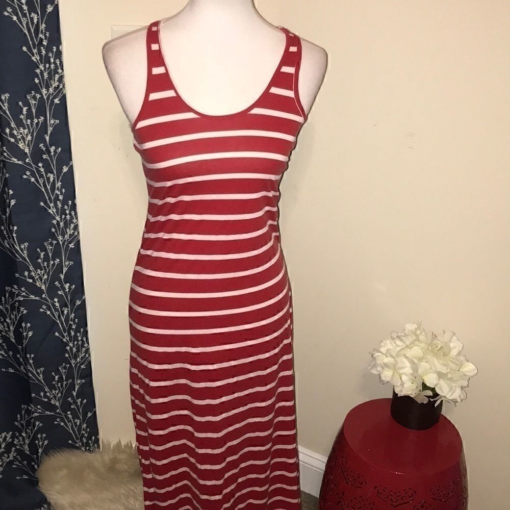 Denim & Supply RL Tank Dress Red Striped Maxi